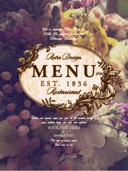 flower restaurant menu cover vintage styles vector