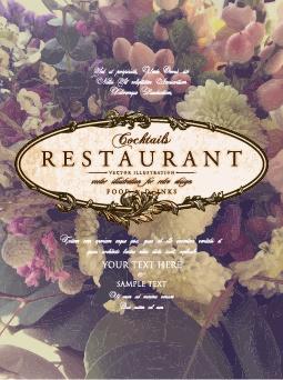 flower restaurant menu cover vintage styles vector