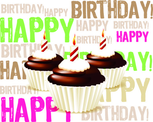 birthday cakes and candles vector set