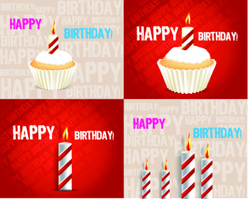 birthday cakes and candles vector set