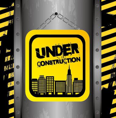 construction warning sign vectors background