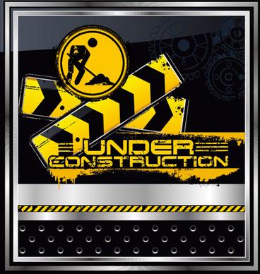 construction warning sign vectors background