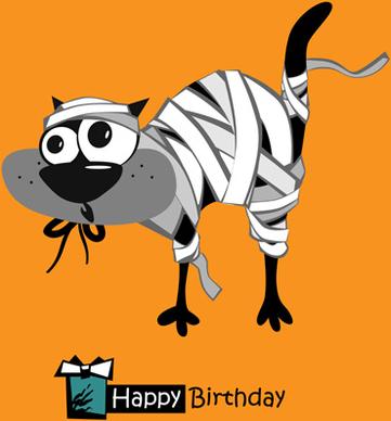 funny cartoon character with birthday cards set vector