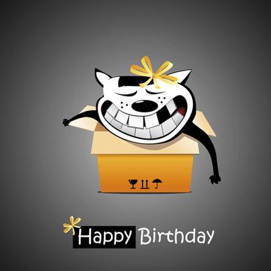 funny cartoon character with birthday cards set vector