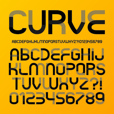 creative curve alphabet with number vector