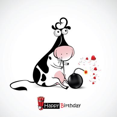 funny cartoon character with birthday cards set vector