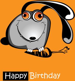 funny cartoon character with birthday cards set vector