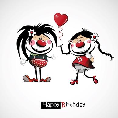 funny cartoon character with birthday cards set vector