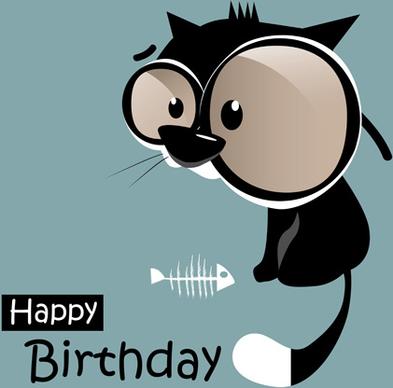 funny cartoon character with birthday cards set vector