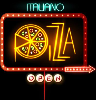 pizza restaurants neon sign vector