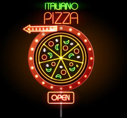 pizza restaurants neon sign vector