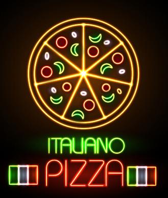 pizza restaurants neon sign vector