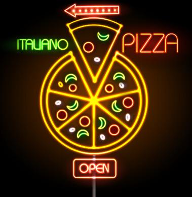 pizza restaurants neon sign vector