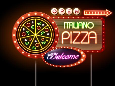 pizza restaurants neon sign vector