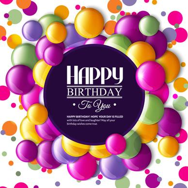 birthday card with colored balloons vector