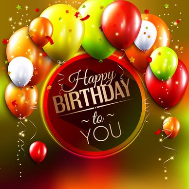 birthday card with colored balloons vector