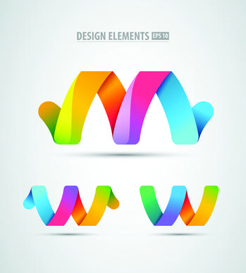 colored origami design elements vector