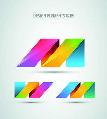 colored origami design elements vector