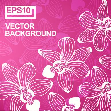 hand drawn flower with grunge background vector