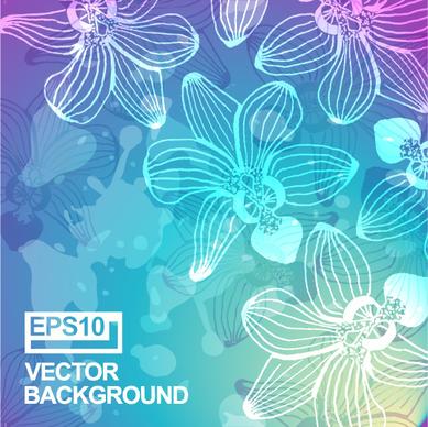 hand drawn flower with grunge background vector