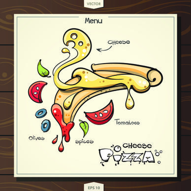 funny pizza menu design vector