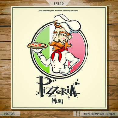 funny pizza menu design vector