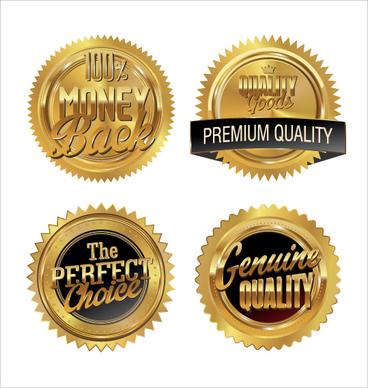 golden premium quality badge vector set