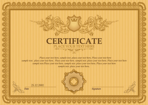 classical styles certificate template vectors