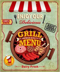 grunge vintage styles food poster vector