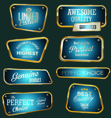 metal golden labels textured vector