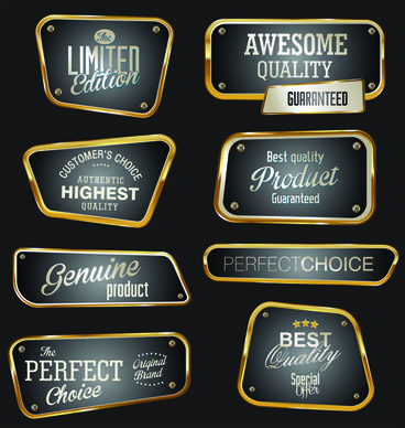 metal golden labels textured vector