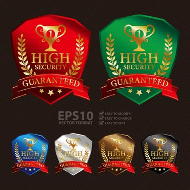 medals shield laurel wreath vector labels vector