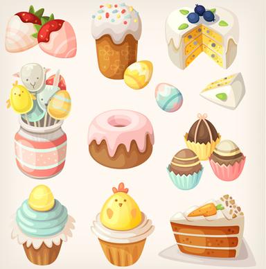 cake wiht sweet vector set