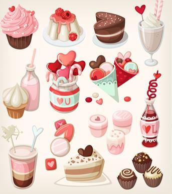 ice cream and cake vectors