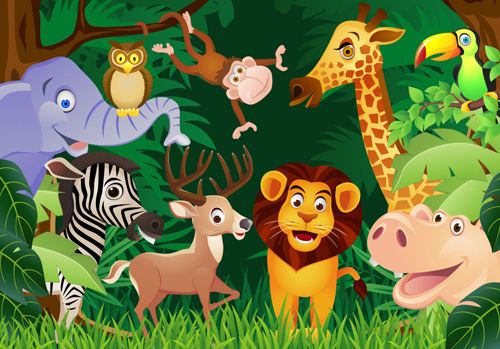 wild animal cute cartoon vector set