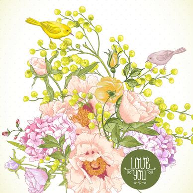 drawing spring flower vector background art