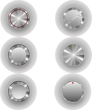 silver metal player button vector