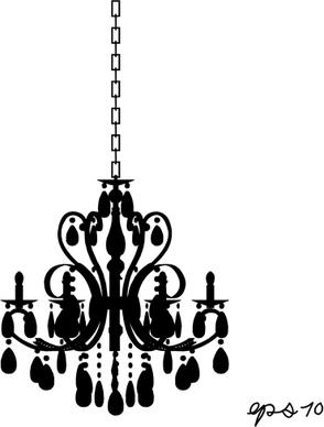 ornate chandelier vector silhouette set