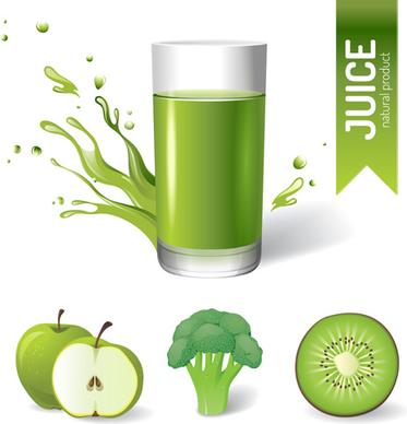 delicious juice drink design vectors