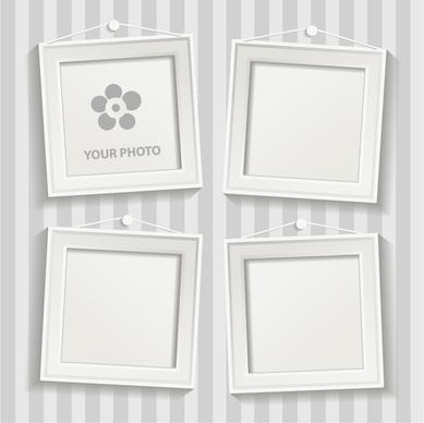 white photo frame set vector