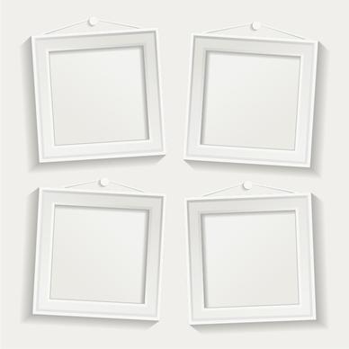 white photo frame set vector