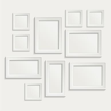 white photo frame set vector