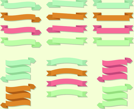 set of ribbons banner vintege vectors