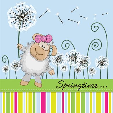 spring lovely animal cartoon vector