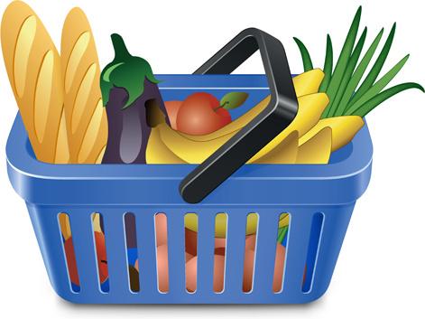 supermarkets shopping basket with food vector