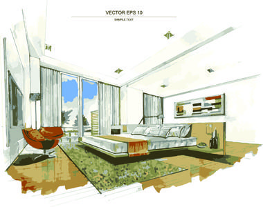 creative interior sketch design vector