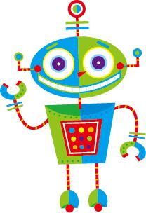 cute cartoon robot colored vector set