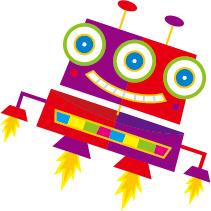 cute cartoon robot colored vector set