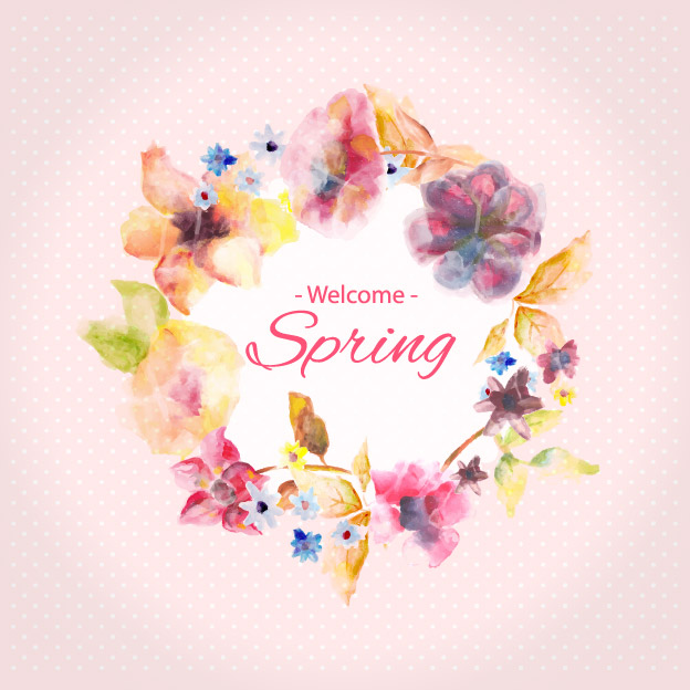 blurs flower frame with spring background vector