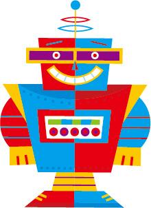 cute cartoon robot colored vector set